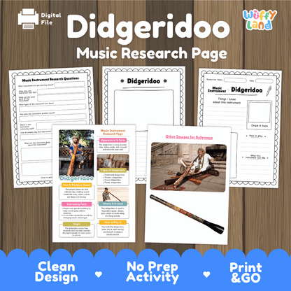 Didgeridoo Music Research Page Worksheets and Information Poster