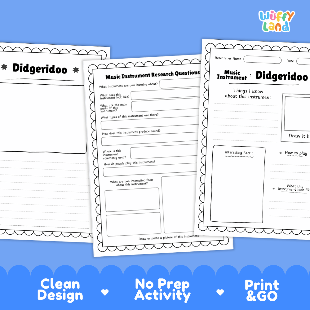 Didgeridoo Music Research Page Worksheets and Information Poster