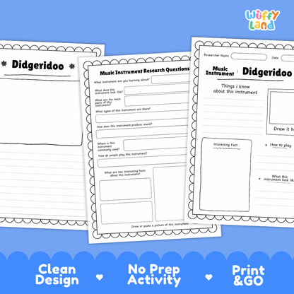 Didgeridoo Music Research Page Worksheets and Information Poster