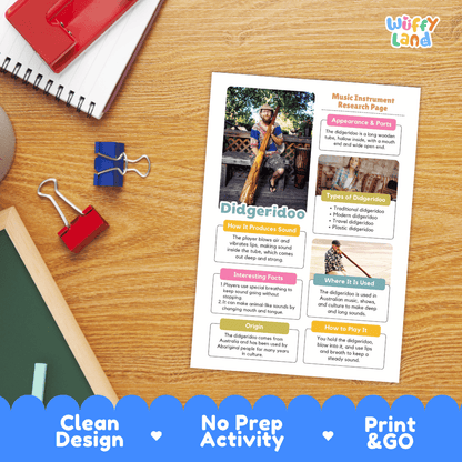 Didgeridoo Music Research Page Worksheets and Information Poster