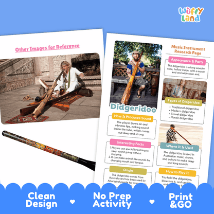 Didgeridoo Music Research Page Worksheets and Information Poster