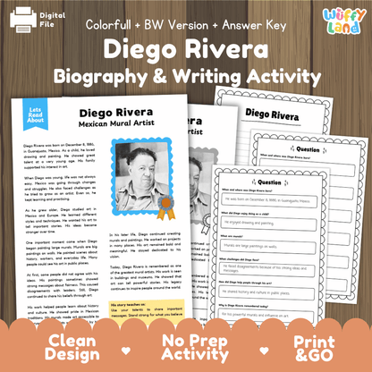 Diego Rivera Biography Reading Passage and Writing Activity Worksheets