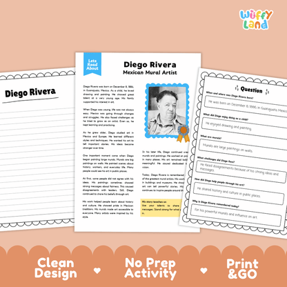 Diego Rivera Biography Reading Passage and Writing Activity Worksheets