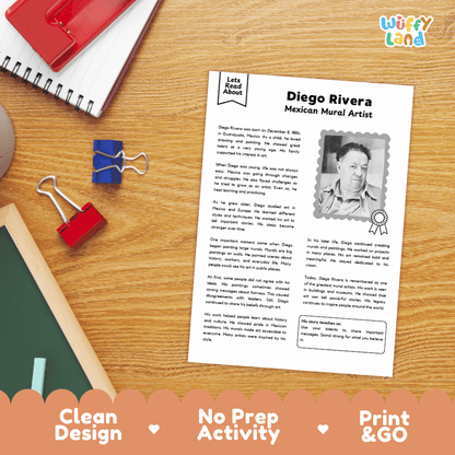 Diego Rivera Biography Reading Passage and Writing Activity Worksheets