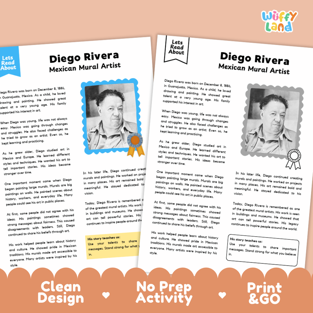 Diego Rivera Biography Reading Passage and Writing Activity Worksheets