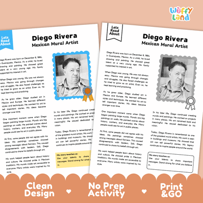 Diego Rivera Biography Reading Passage and Writing Activity Worksheets