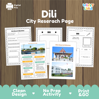 Dili City Research Worksheets and Fact Sheet