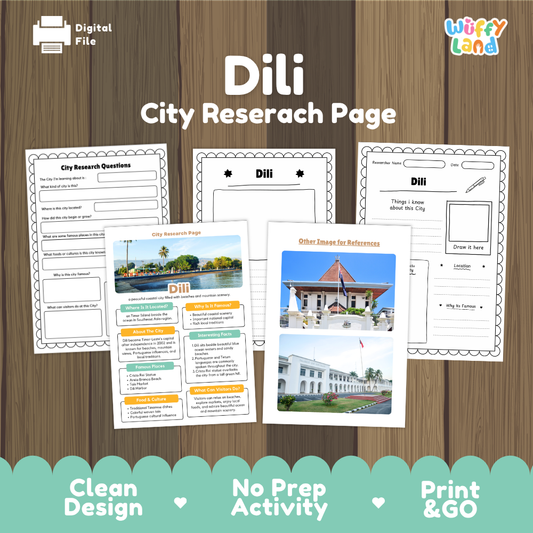 Dili City Research Worksheets and Fact Sheet