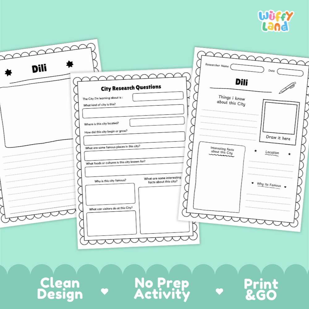 Dili City Research Worksheets and Fact Sheet