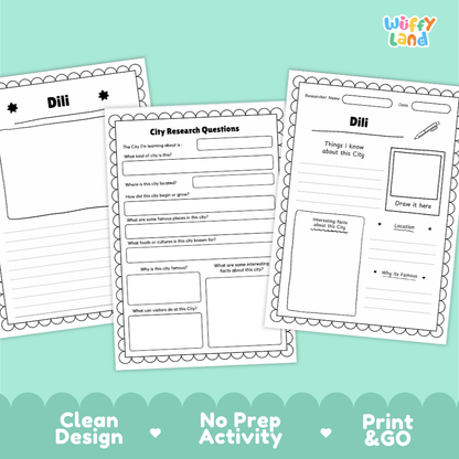 Dili City Research Worksheets and Fact Sheet