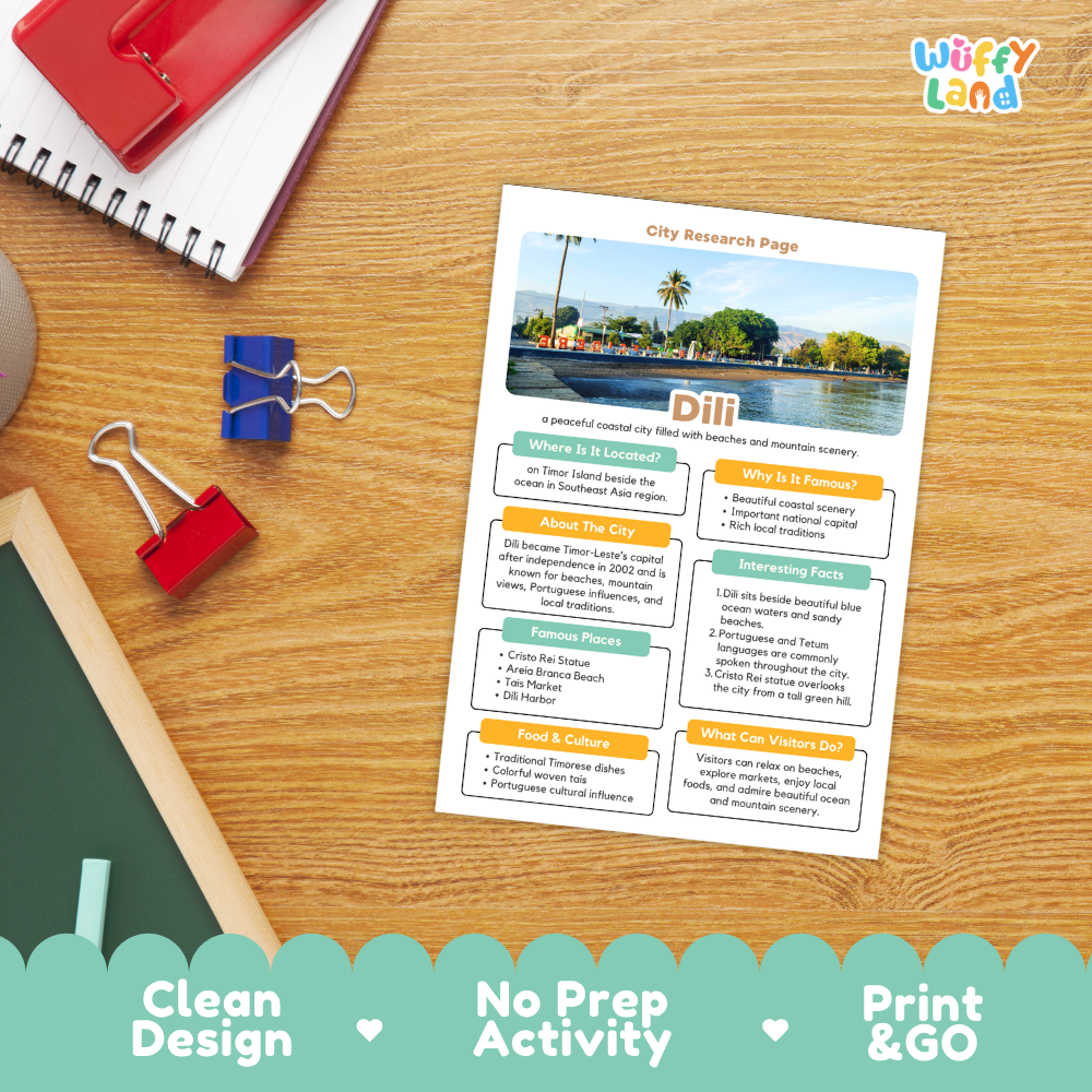 Dili City Research Worksheets and Fact Sheet