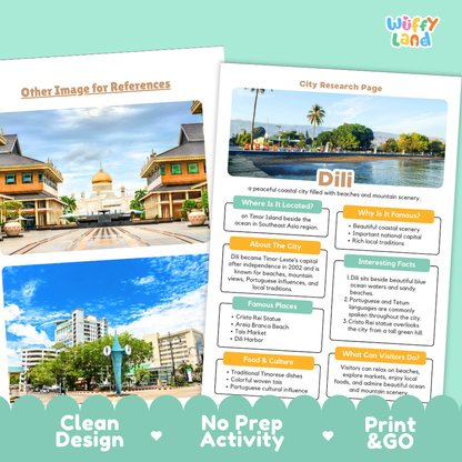 Dili City Research Worksheets and Fact Sheet