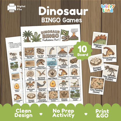 Dinosaur Bingo Games Printable Activity