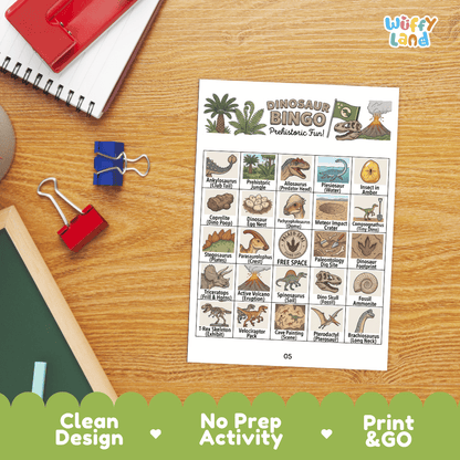 Dinosaur Bingo Games Printable Activity