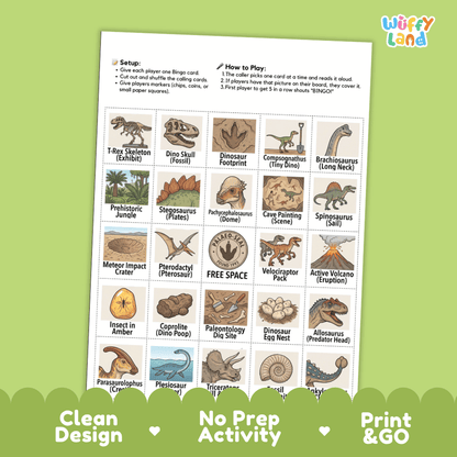 Dinosaur Bingo Games Printable Activity