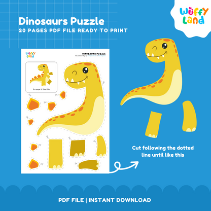 Dinosaur Puzzle – Cut and Match Printable for Kids