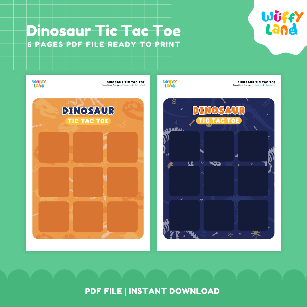 Dinosaur Tic Tac Toe Board Game | Prehistoric Strategy & Fine Motor Printable Activity