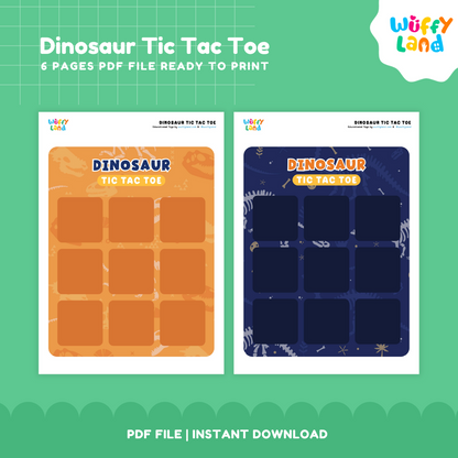 Dinosaur Tic Tac Toe Board Game | Prehistoric Strategy & Fine Motor Printable Activity
