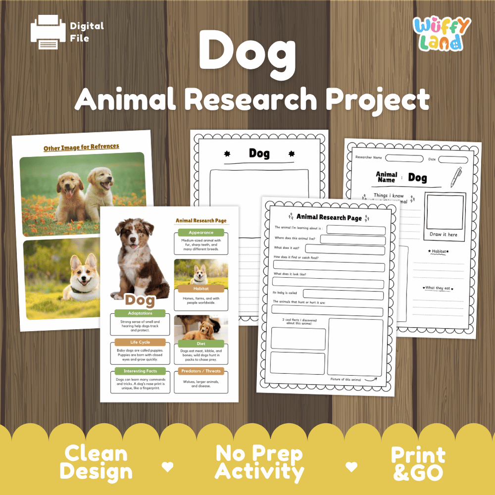 Dog Animal Research Project | Informational Writing & Science Worksheets