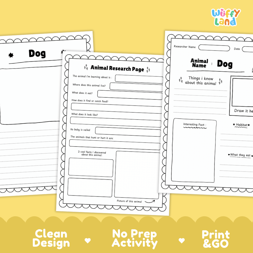 Dog Animal Research Project | Informational Writing & Science Worksheets