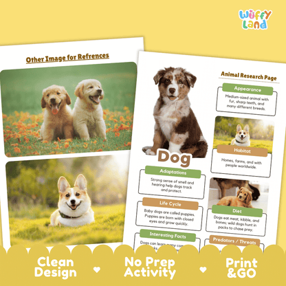 Dog Animal Research Project | Informational Writing & Science Worksheets
