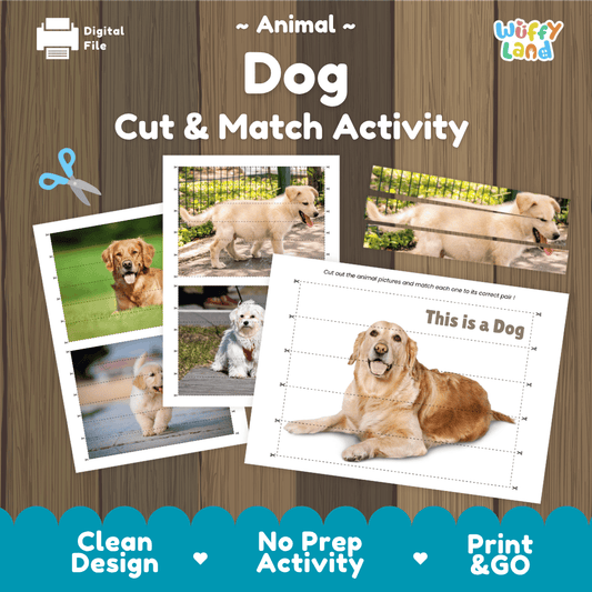 Dog Cut and Match Activity Worksheets | Pet Animal Puzzle Printables
