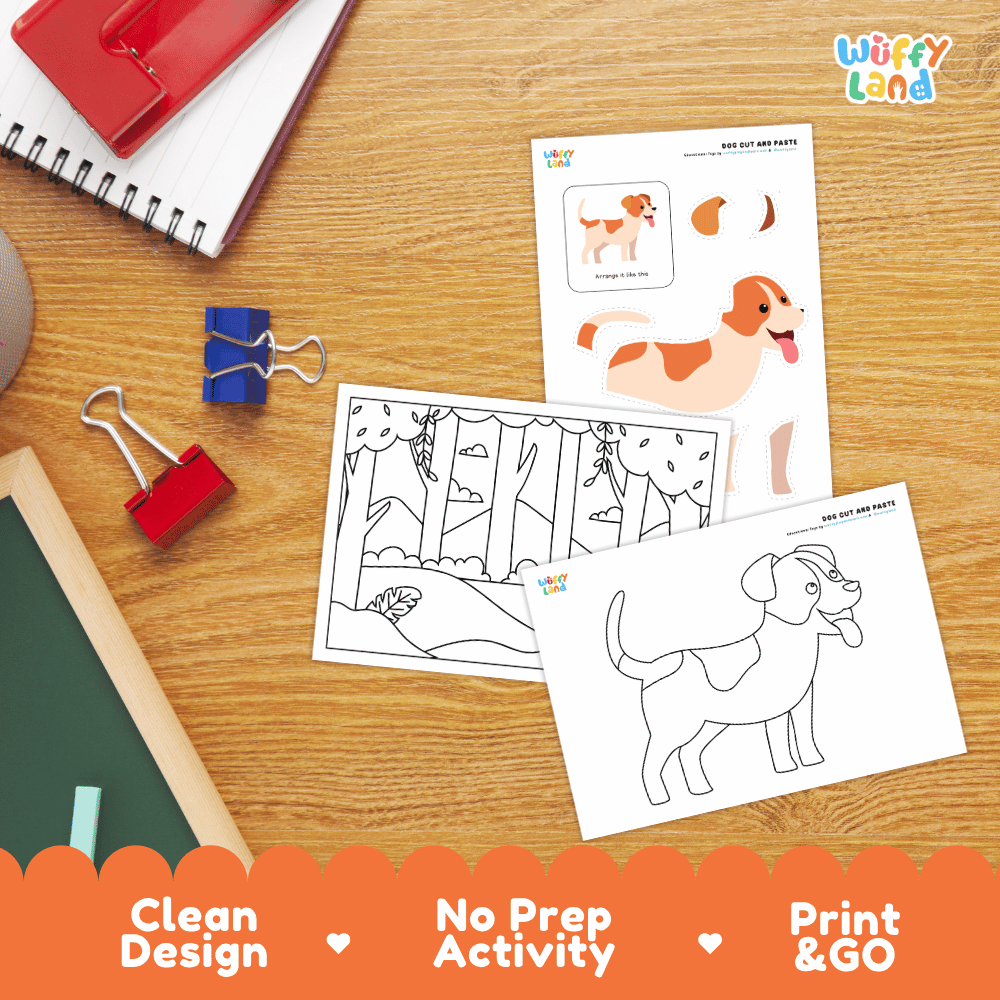 Dog Cut and Paste Craft and Coloring Pages Activity Worksheets