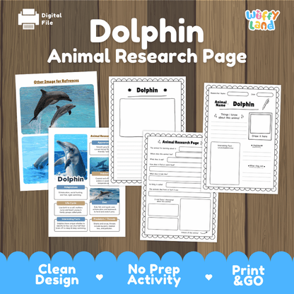 Dolphin Animal Research Project Worksheets and Fact Sheet Activity