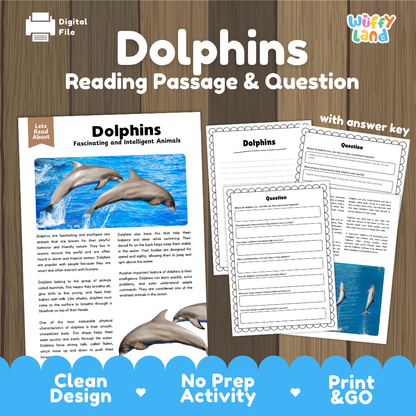 Dolphins Reading Passage and Comprehension Questions with Answer Key