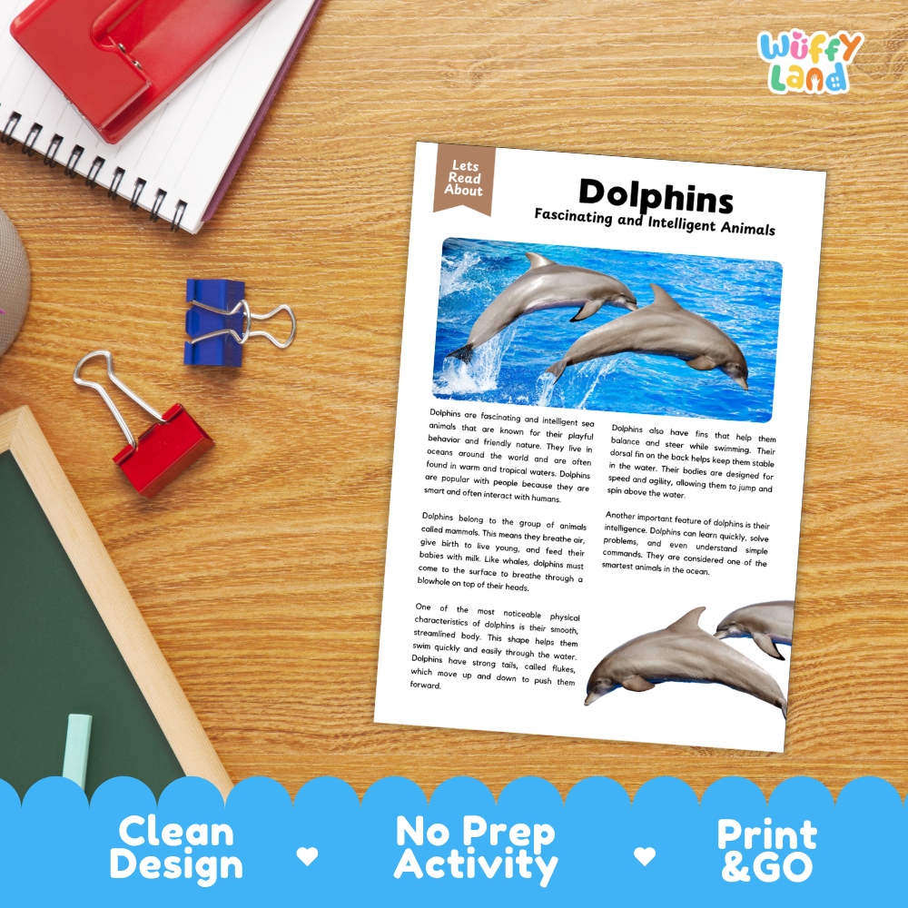 Dolphins Reading Passage and Comprehension Questions with Answer Key