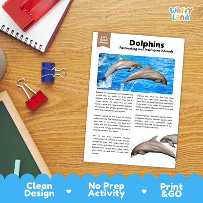 Dolphins Reading Passage and Comprehension Questions with Answer Key