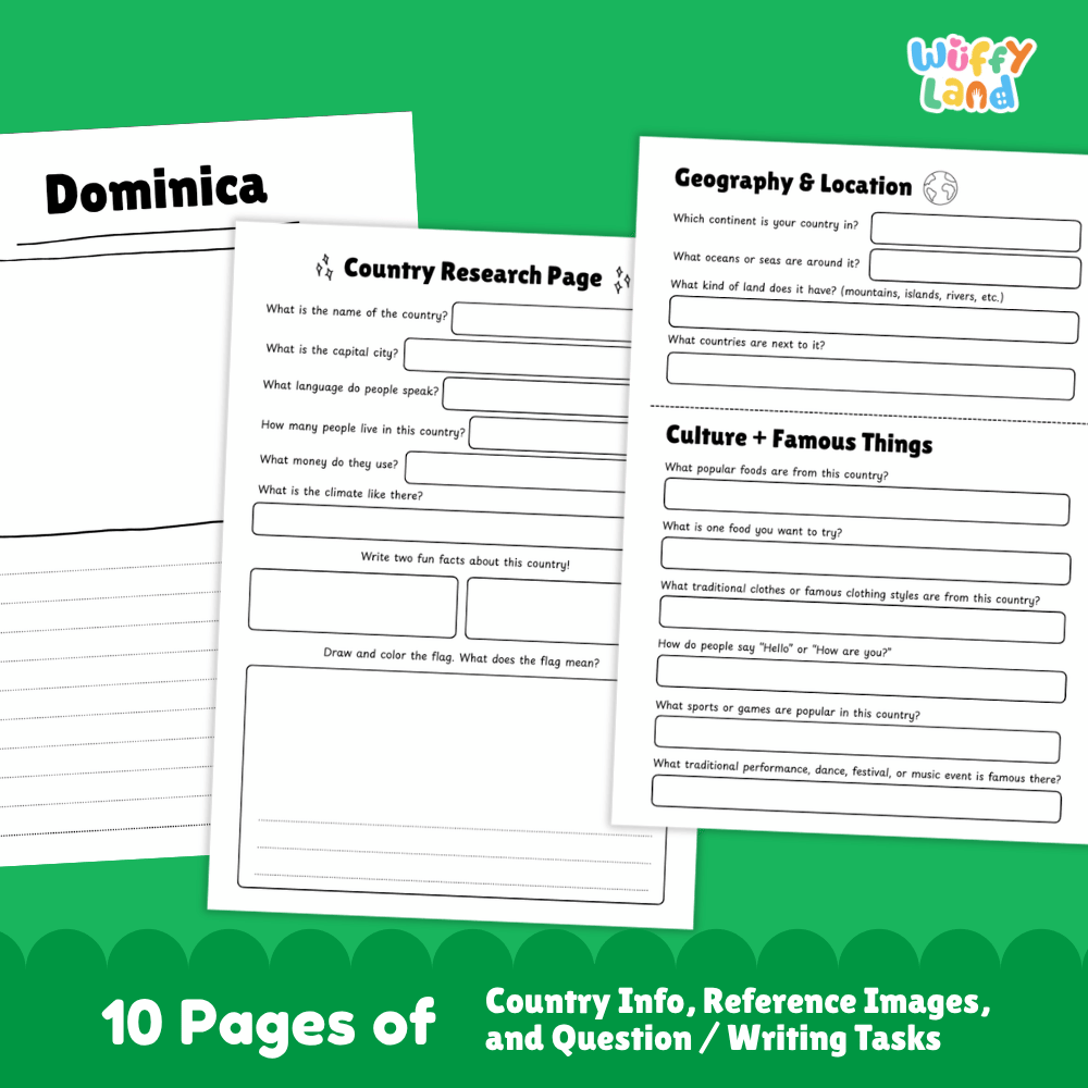 Dominica Country Research Project Worksheets and Activity Pages