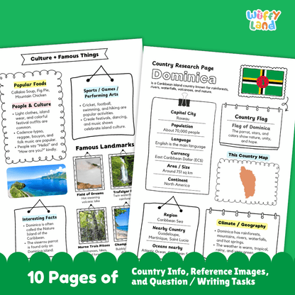 Dominica Country Research Project Worksheets and Activity Pages