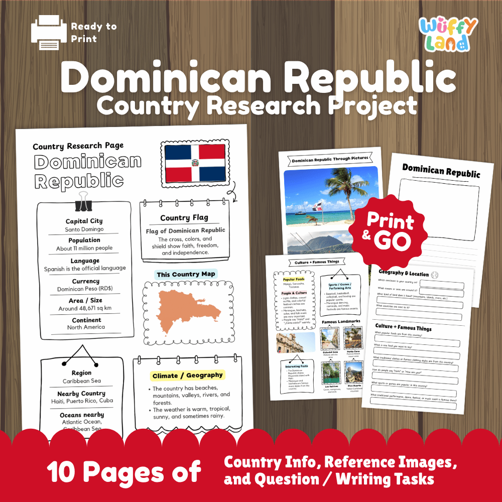 Dominican Republic Country Research Project Worksheets and Activity Pages
