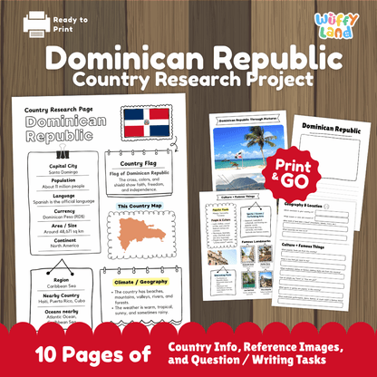 Dominican Republic Country Research Project Worksheets and Activity Pages