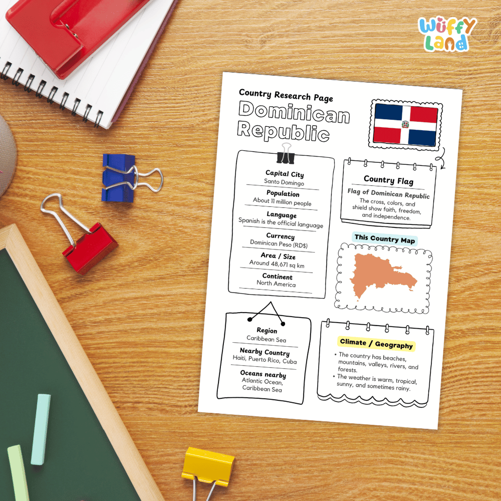 Dominican Republic Country Research Project Worksheets and Activity Pages