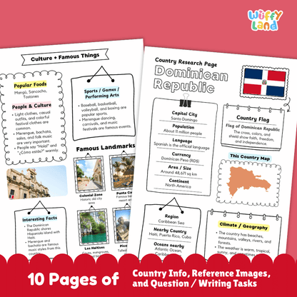 Dominican Republic Country Research Project Worksheets and Activity Pages