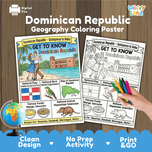 Dominican Republic Country Study Geography Coloring Page Worksheet Activity