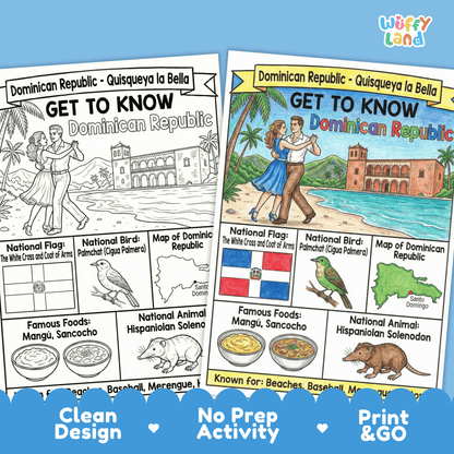 Dominican Republic Country Study Geography Coloring Page Worksheet Activity