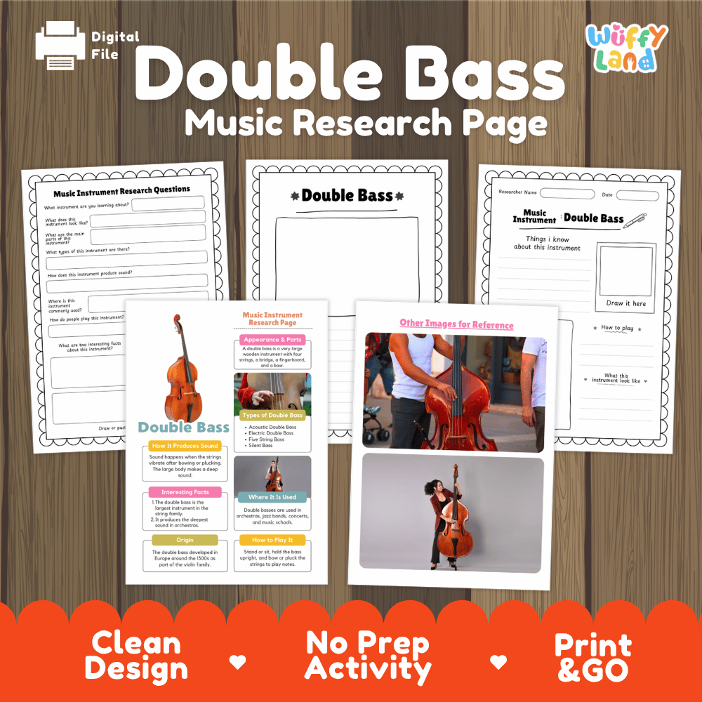 Double Bass Music Research Page Worksheets