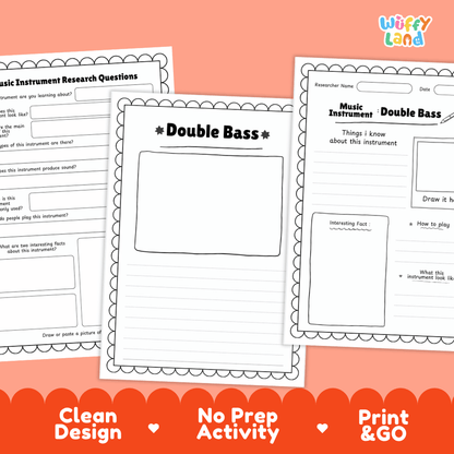 Double Bass Music Research Page Worksheets