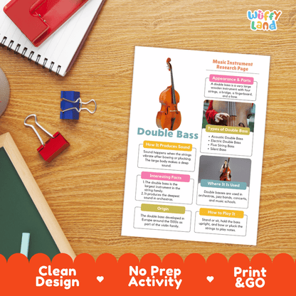 Double Bass Music Research Page Worksheets