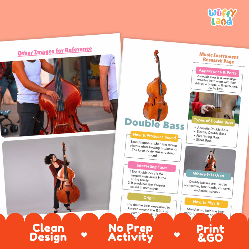 Double Bass Music Research Page Worksheets