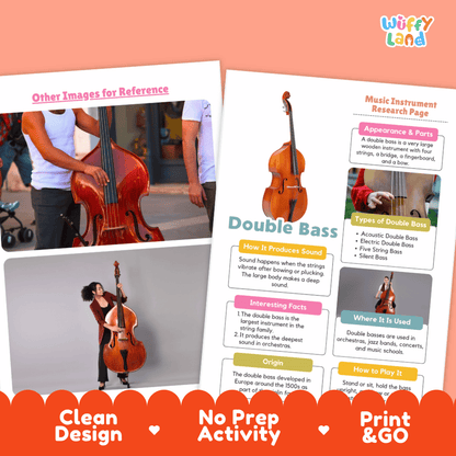 Double Bass Music Research Page Worksheets