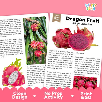 Teacher answer key page showing complete question solutions for Dragon Fruit nature and science reading comprehension practice