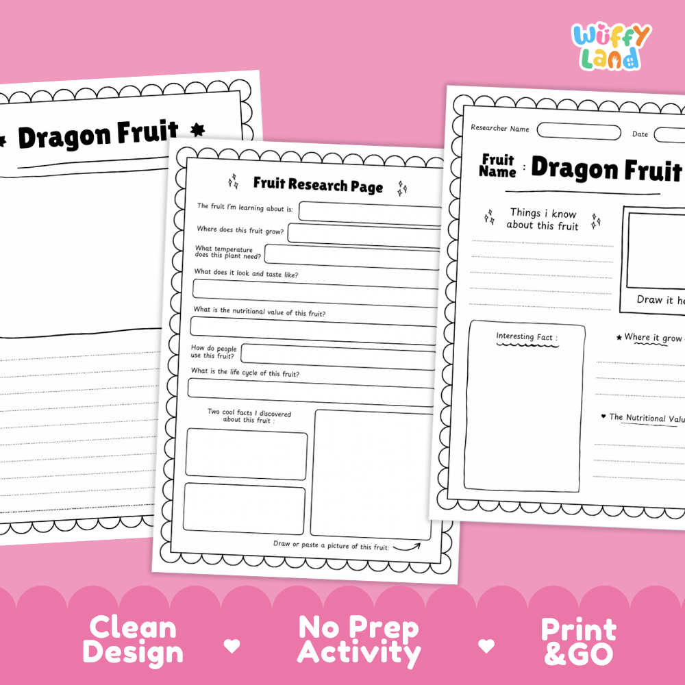 Dragon Fruit Fruit Research Page Worksheets and Fact Sheet