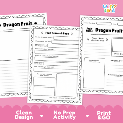 Dragon Fruit Fruit Research Page Worksheets and Fact Sheet