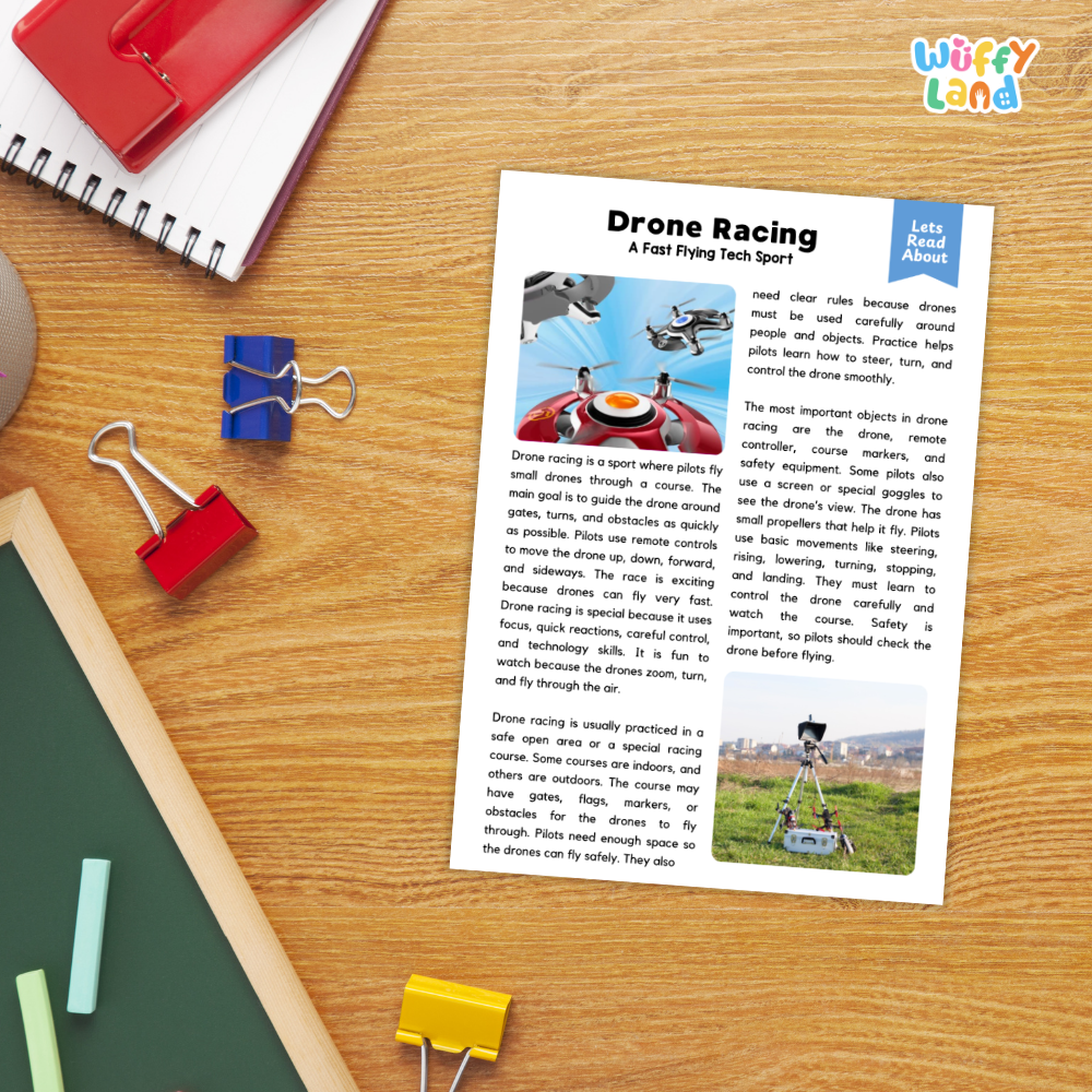 Drone Racing Sports Reading Passages Worksheets and Comprehension Activity