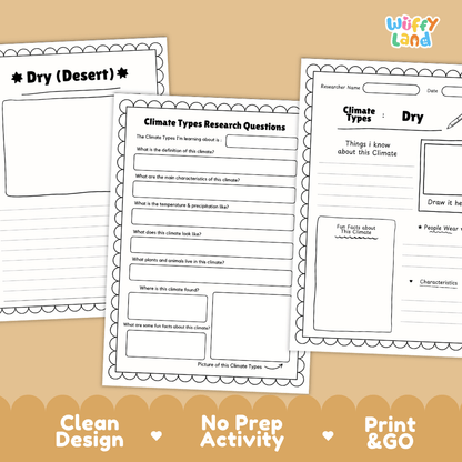 Dry Desert Climate Types Research Page Worksheets Weather Science Activity