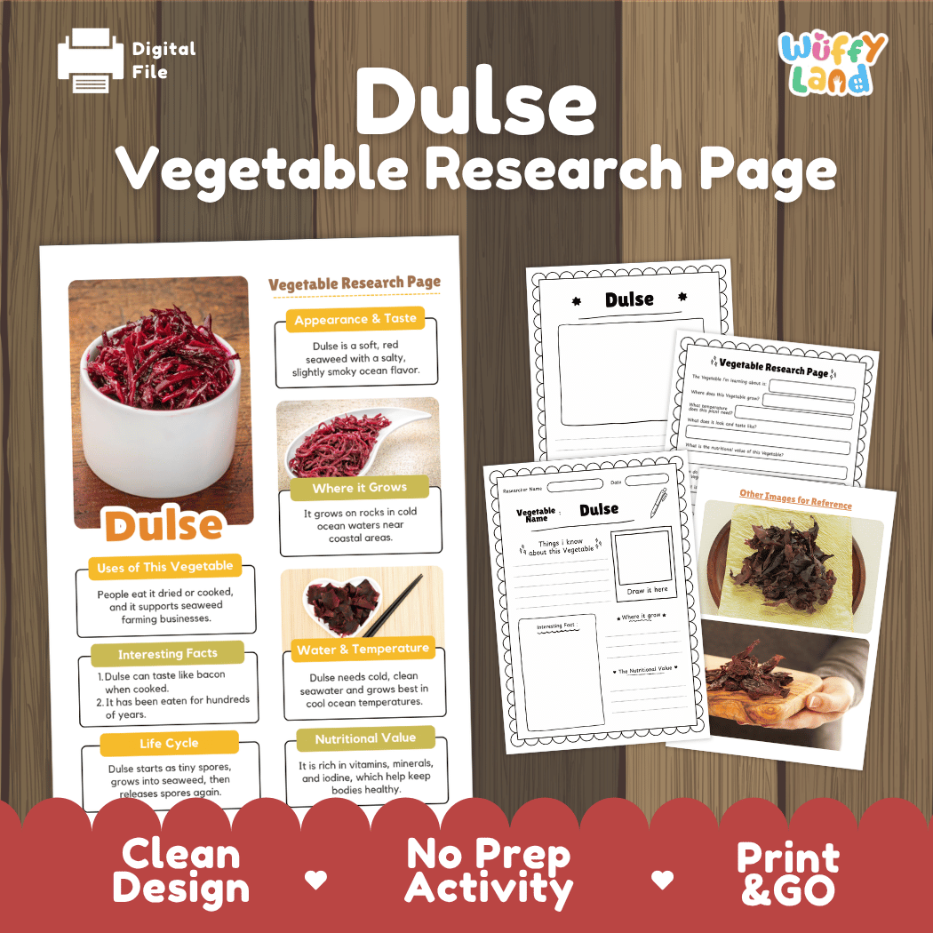Dulse Vegetable Research Page Worksheets and Fact Sheet